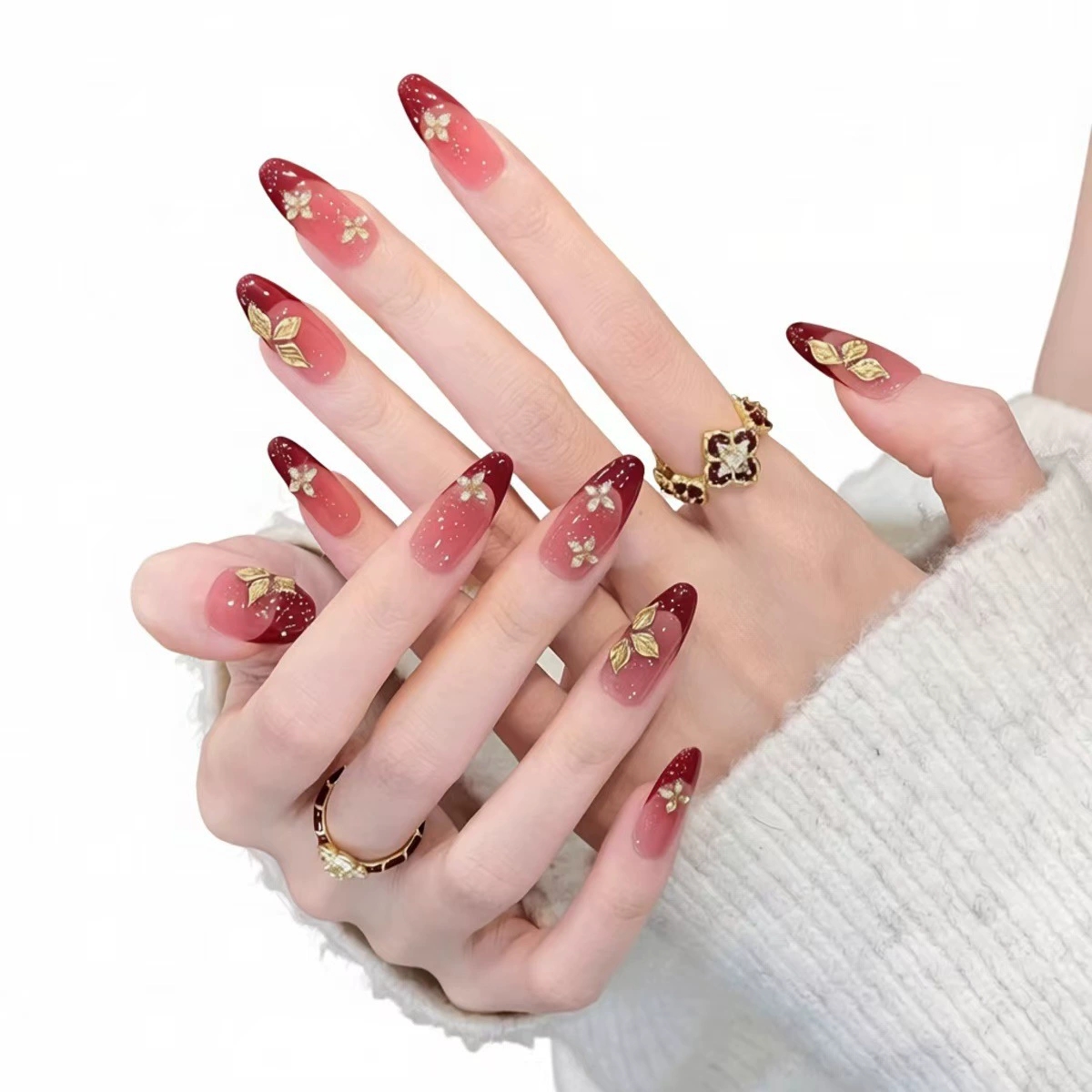 Nail Art Red Wine - Sweet Cool Wine Red Gradient Press