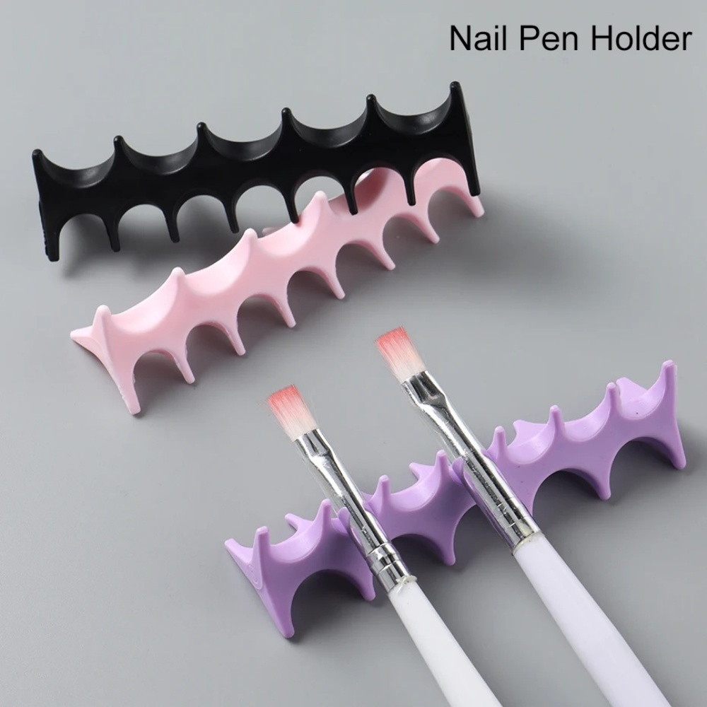 Nail Fan Brush - Silicone Nail Art Pen Holder UV