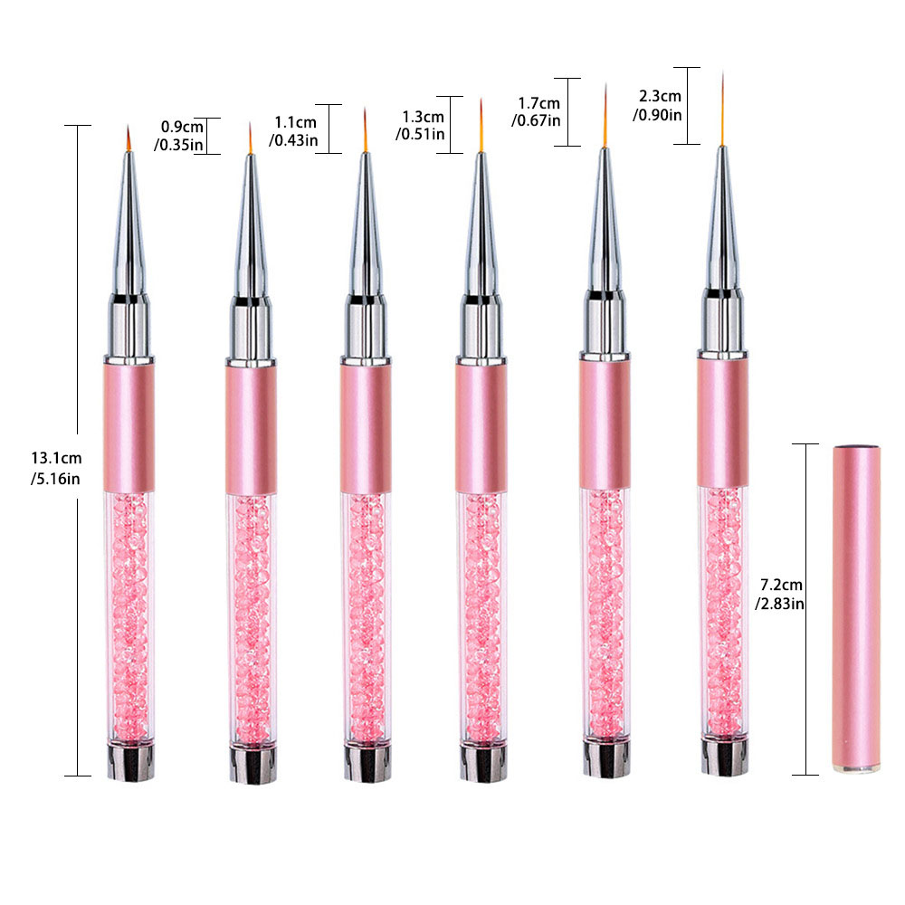 Nail Fan Brush - 6pcs/Set Acrylic French Stripe Nail Art