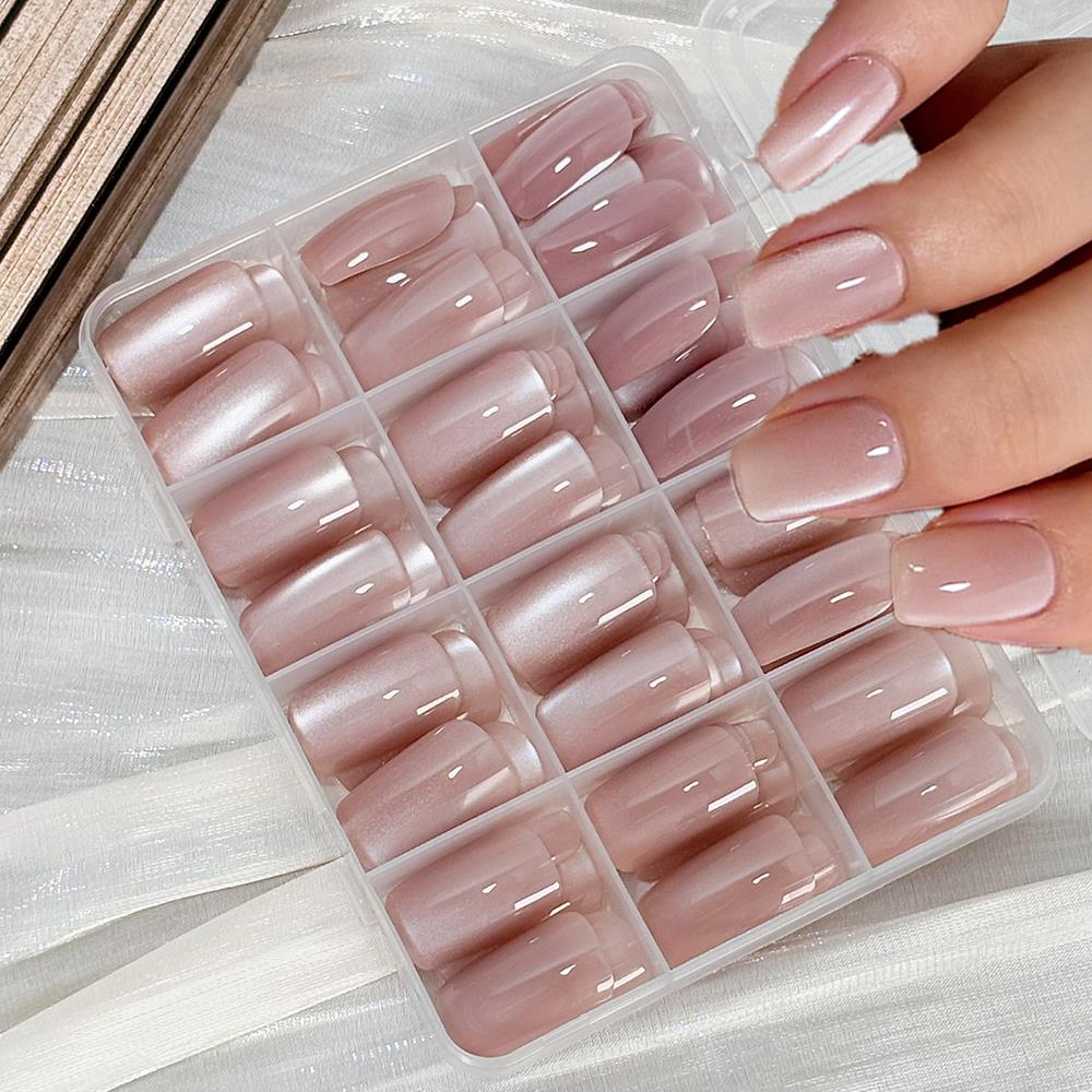 Nail Art Pink Cat Eye - 144Pc Glossy Nude Pink Cat's Eye