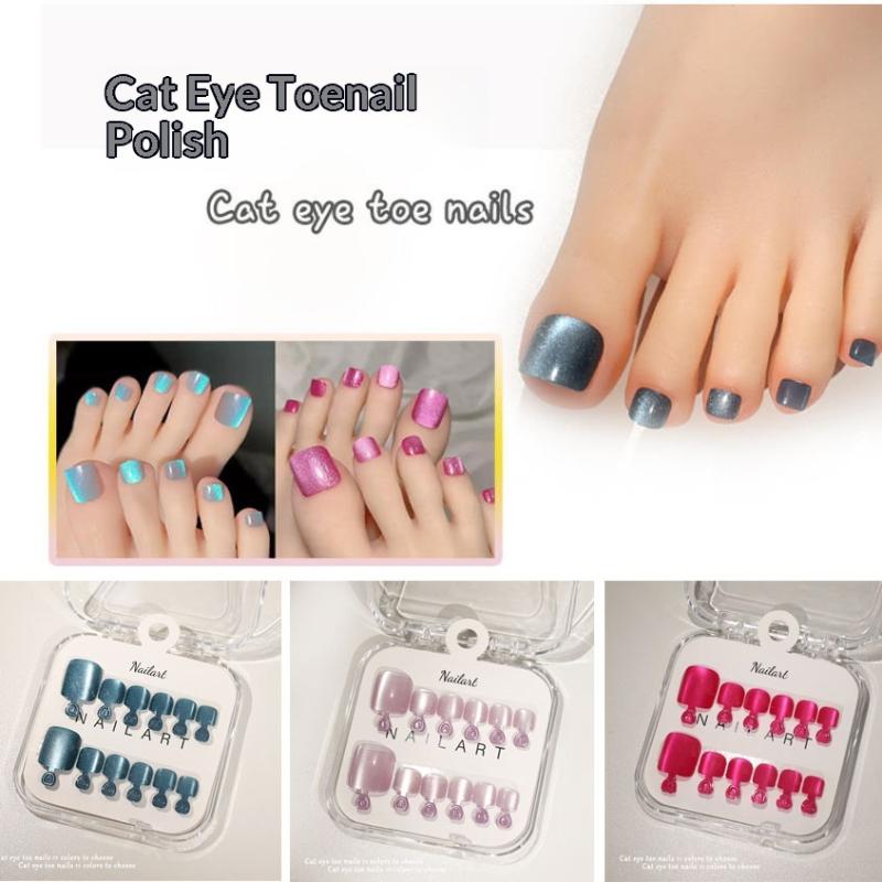 Nail Art Full Cat Eye - 10 Pcs/Box French Fake Nails Glossy