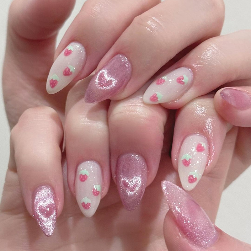Nail Art Full Cat Eye - 24pcs Cat Eye Almond Press on