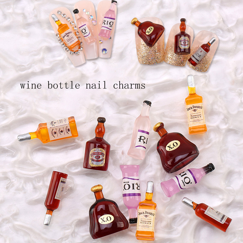 Nail Art Red Wine - 20*pcs New Wine Bottle Nail Charms