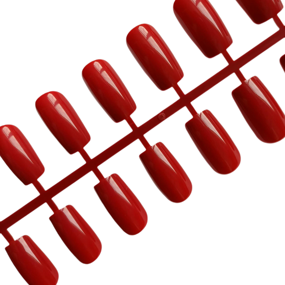 24Pcs Wine Red Long Square Fak - Nail Art Red Wine recension och pris