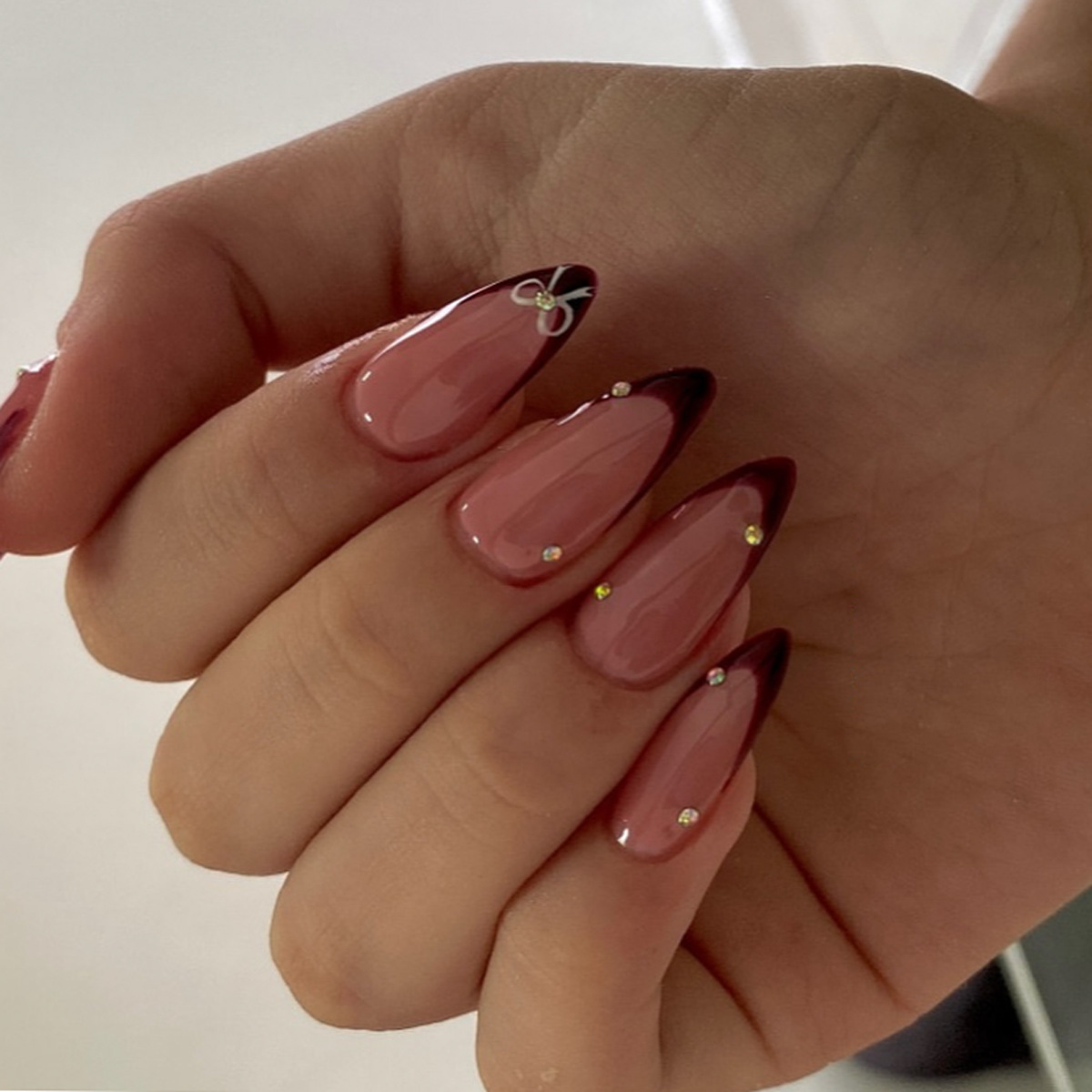 24Pcs Retro Wine Red French Al - Nail Art Red Wine recension och pris