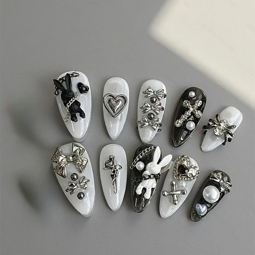 10pcs personalized black and w - Nail Art Gothic recension och pris