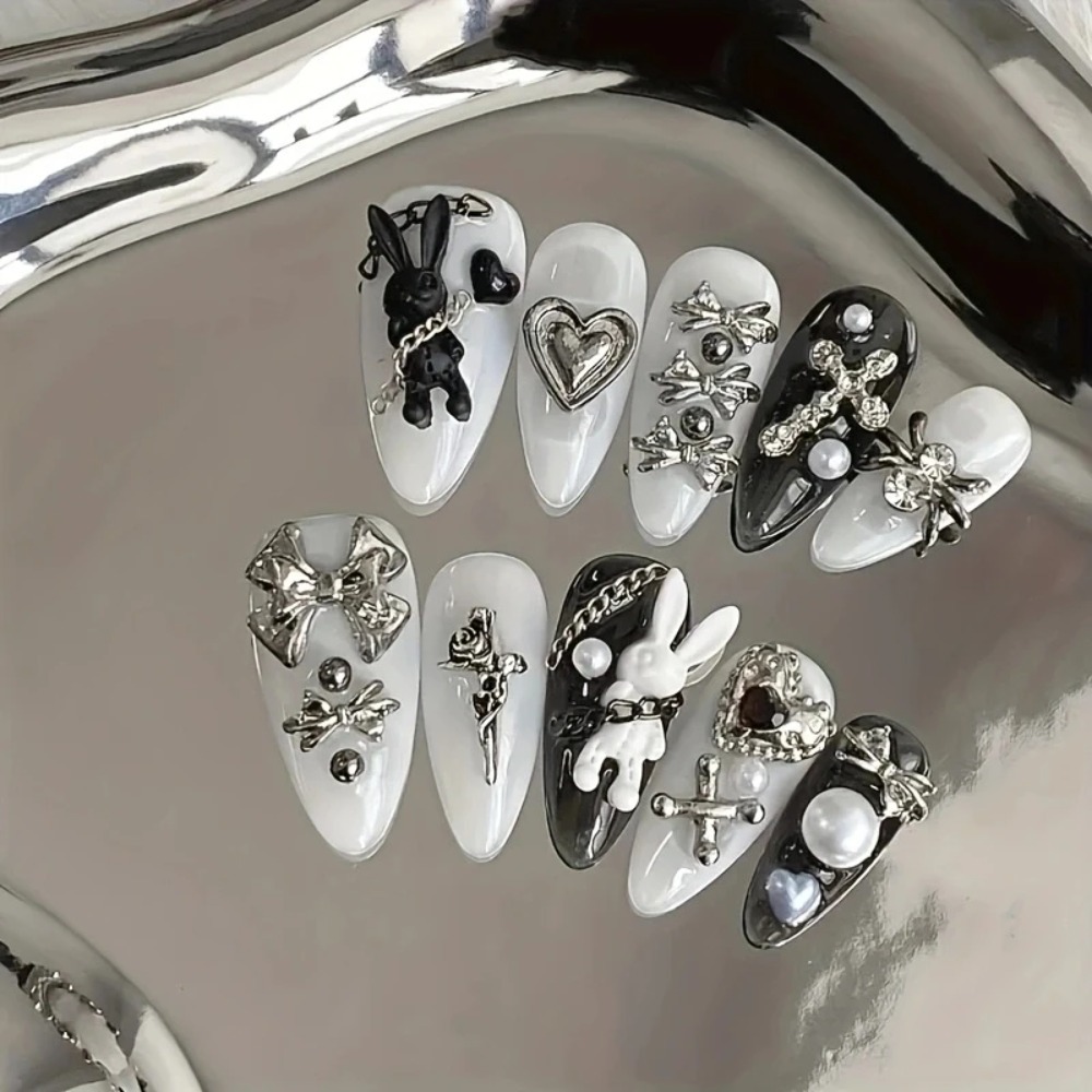 10pcs personalized black and w - Nail Art Gothic recension och pris
