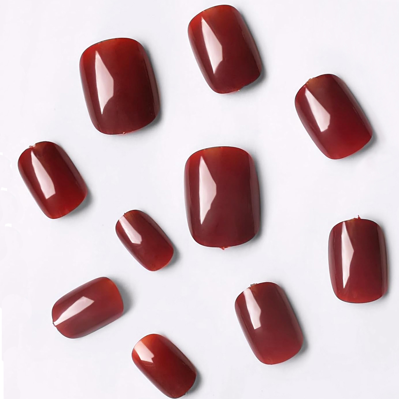 24Pcs Solid Color Wine Red Des - Nail Art Red Wine recension och pris