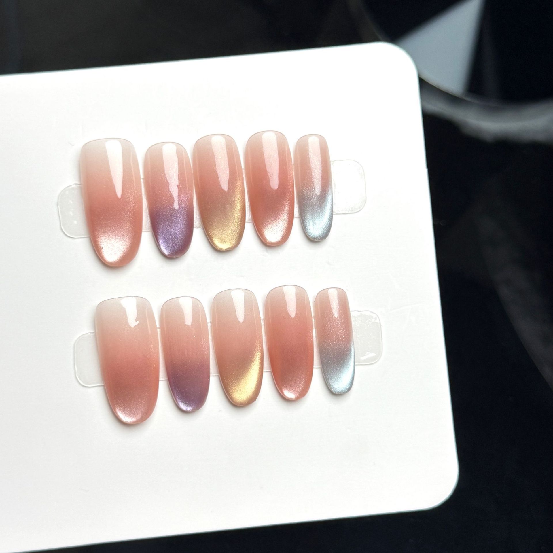 10pcs Handmade Middle Oval Pre - Nail Art Full Cat Eye recension och pris