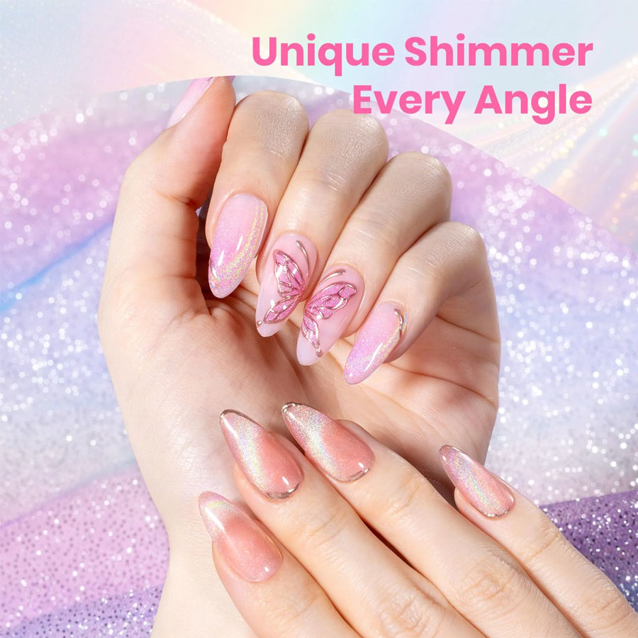 QAZIXU 1/6 Pcs Rainbow Cat Eye - Nail Art Pink Cat Eye recension och pris