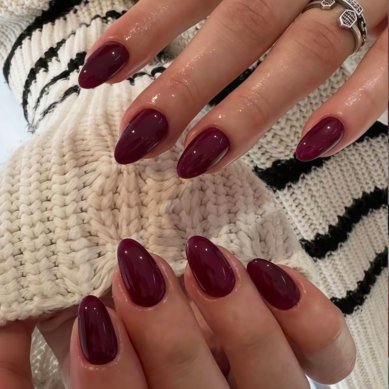 2026 New 24PCS Solid color win - Nail Art Red Wine recension och pris