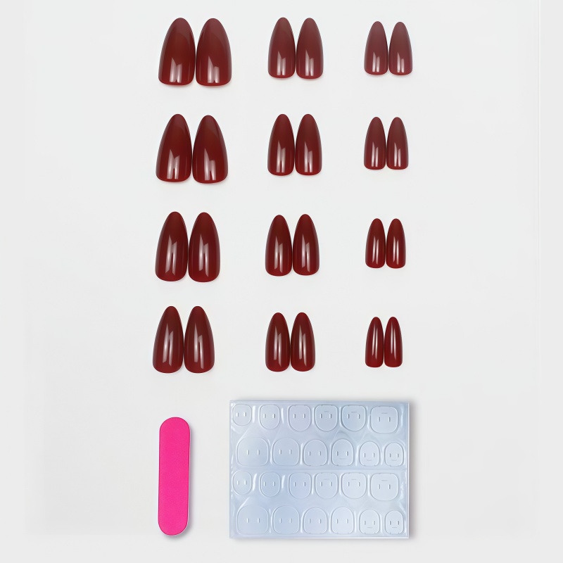 2026 New 24PCS Solid color win - Nail Art Red Wine recension och pris
