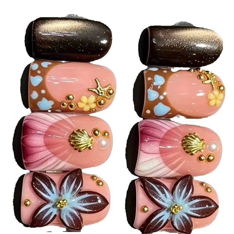 10Pcs/set Nude Pink Gradient S - Nail Art Pink Cat Eye recension och pris