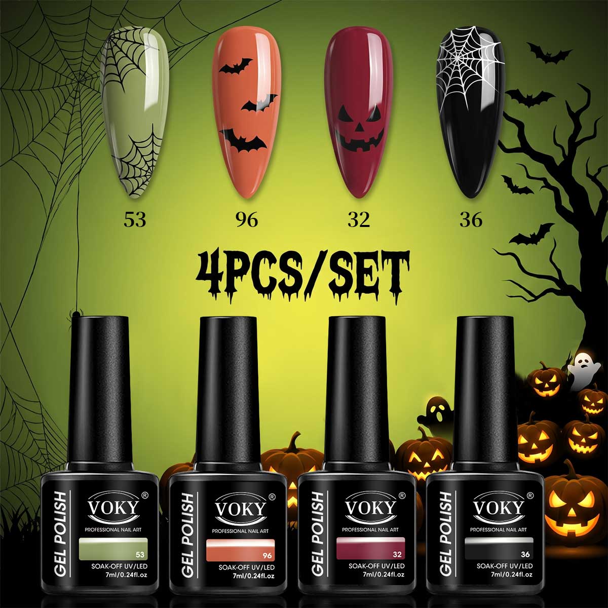 4-Pack of Olive Green, Orange, - Nail Art Gothic recension och pris