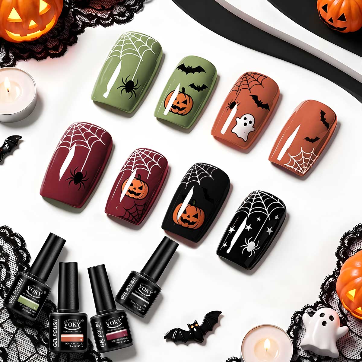 4-Pack of Olive Green, Orange, - Nail Art Gothic recension och pris