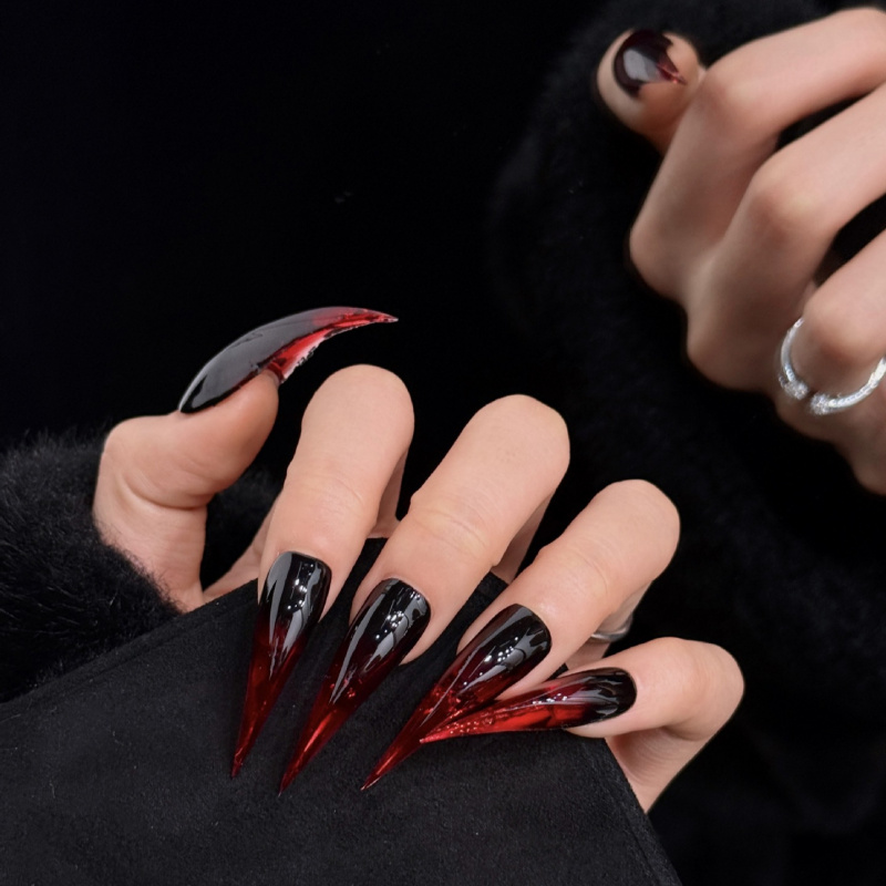 Extra Long Stiletto Press On N - Nail Art Gothic recension och pris