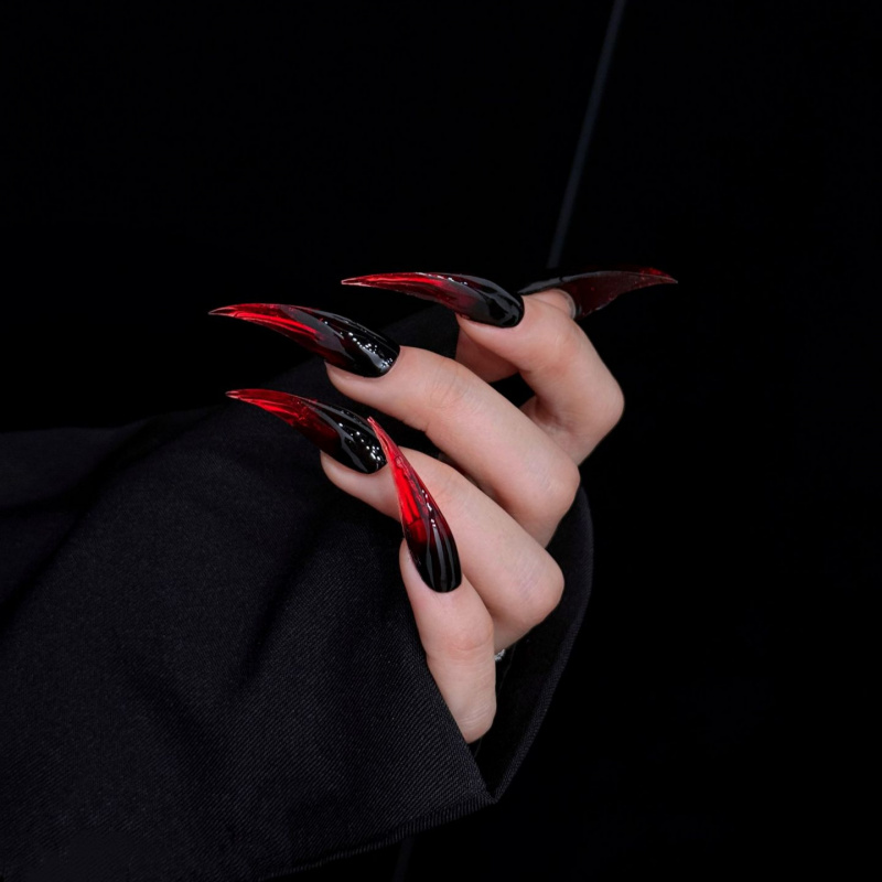Extra Long Stiletto Press On N - Nail Art Gothic recension och pris