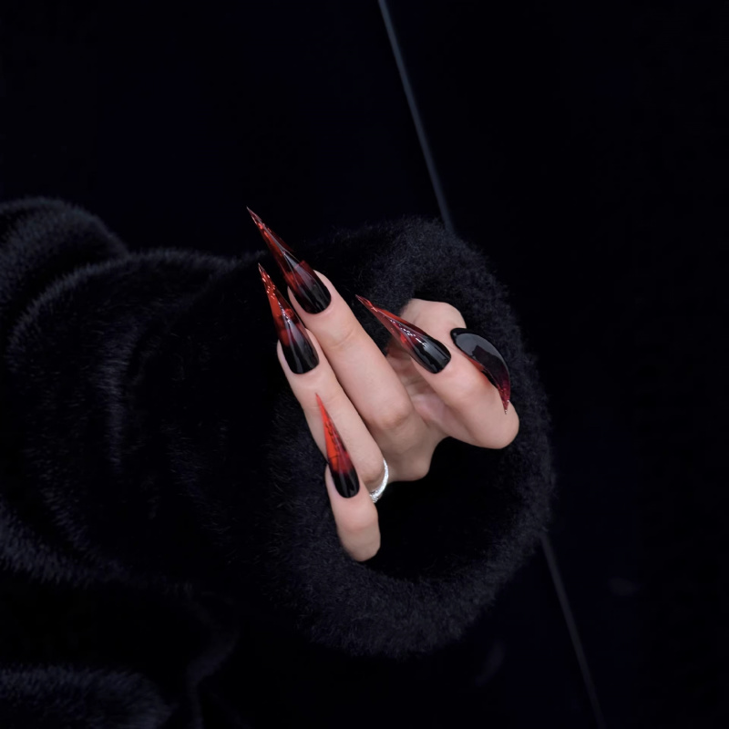 Extra Long Stiletto Press On N - Nail Art Gothic recension och pris