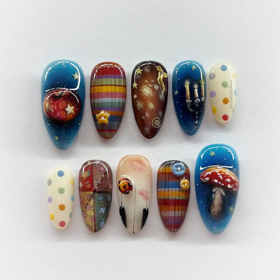 24pcs Dark Gothic Punk Fake Na - Nail Art Gothic recension och pris