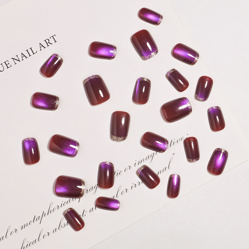Short square fake nails for wo - Nail Art Full Cat Eye recension och pris