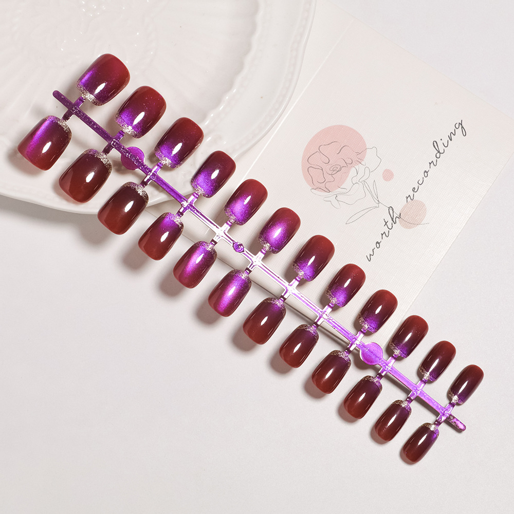 Short square fake nails for wo - Nail Art Full Cat Eye recension och pris