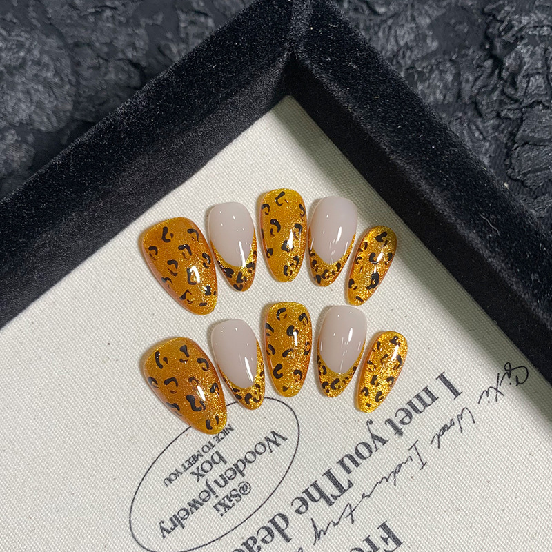 10pcs Handmade French Almond P - Nail Art Full Cat Eye recension och pris