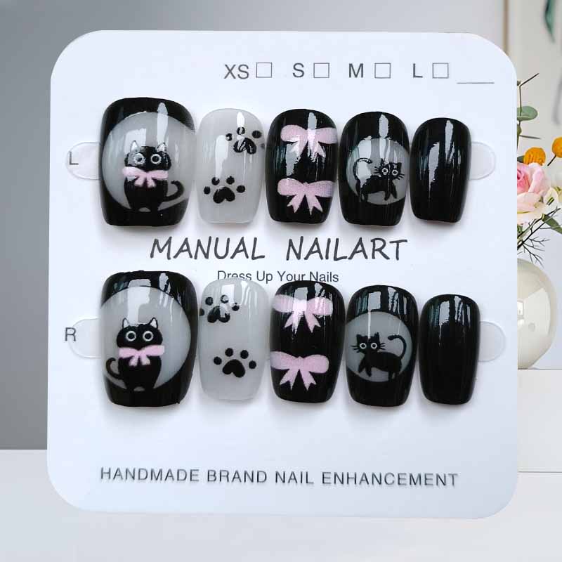 10Pcs Cute Cartoon Black Cat a - Nail Art Pink Cat Eye recension och pris