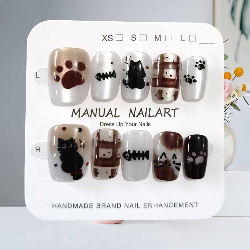 10Pcs Cute Cartoon Black Cat a - Nail Art Pink Cat Eye recension och pris