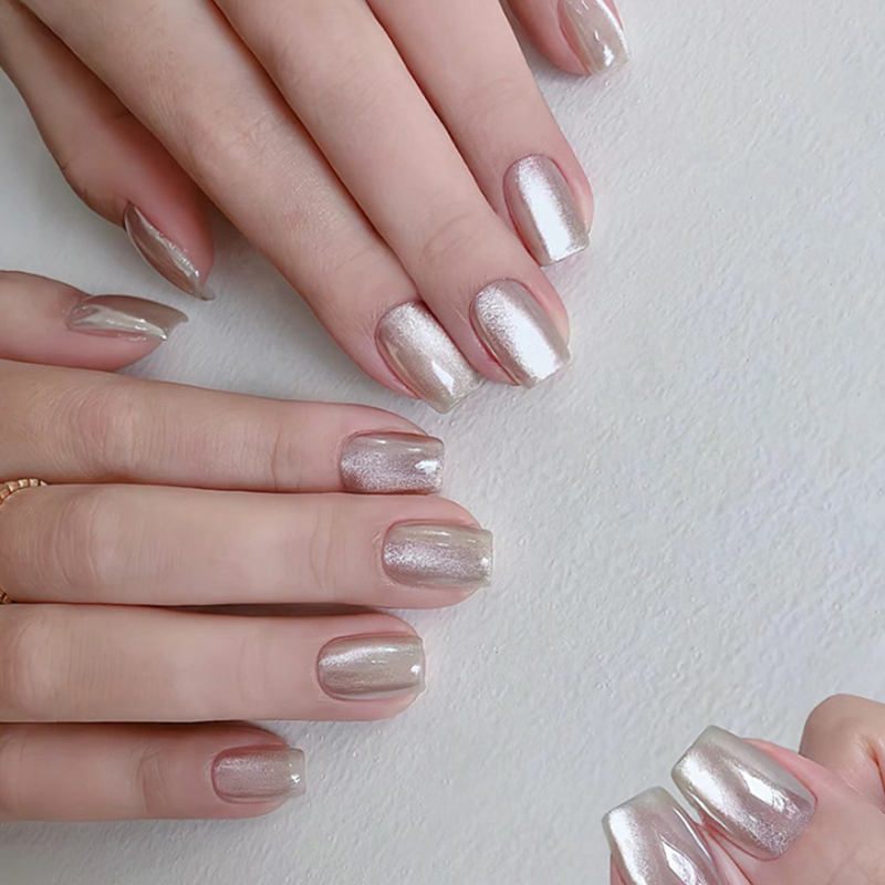 30Pcs Short Press On Nails Aur - Nail Art Full Cat Eye recension och pris