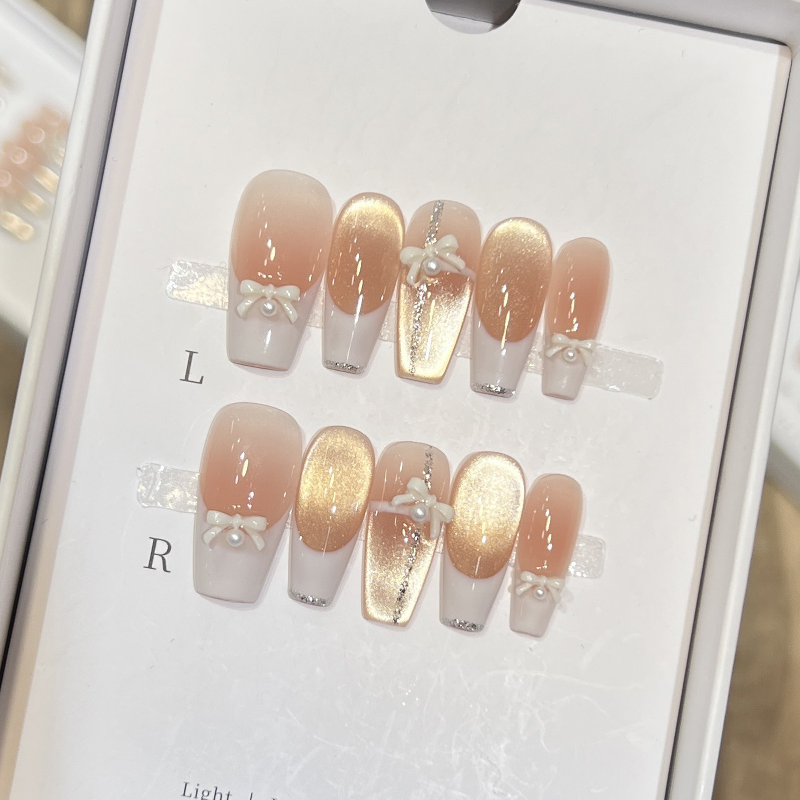 10PCS Women Pink Press on Nail - Nail Art Pink Cat Eye recension och pris
