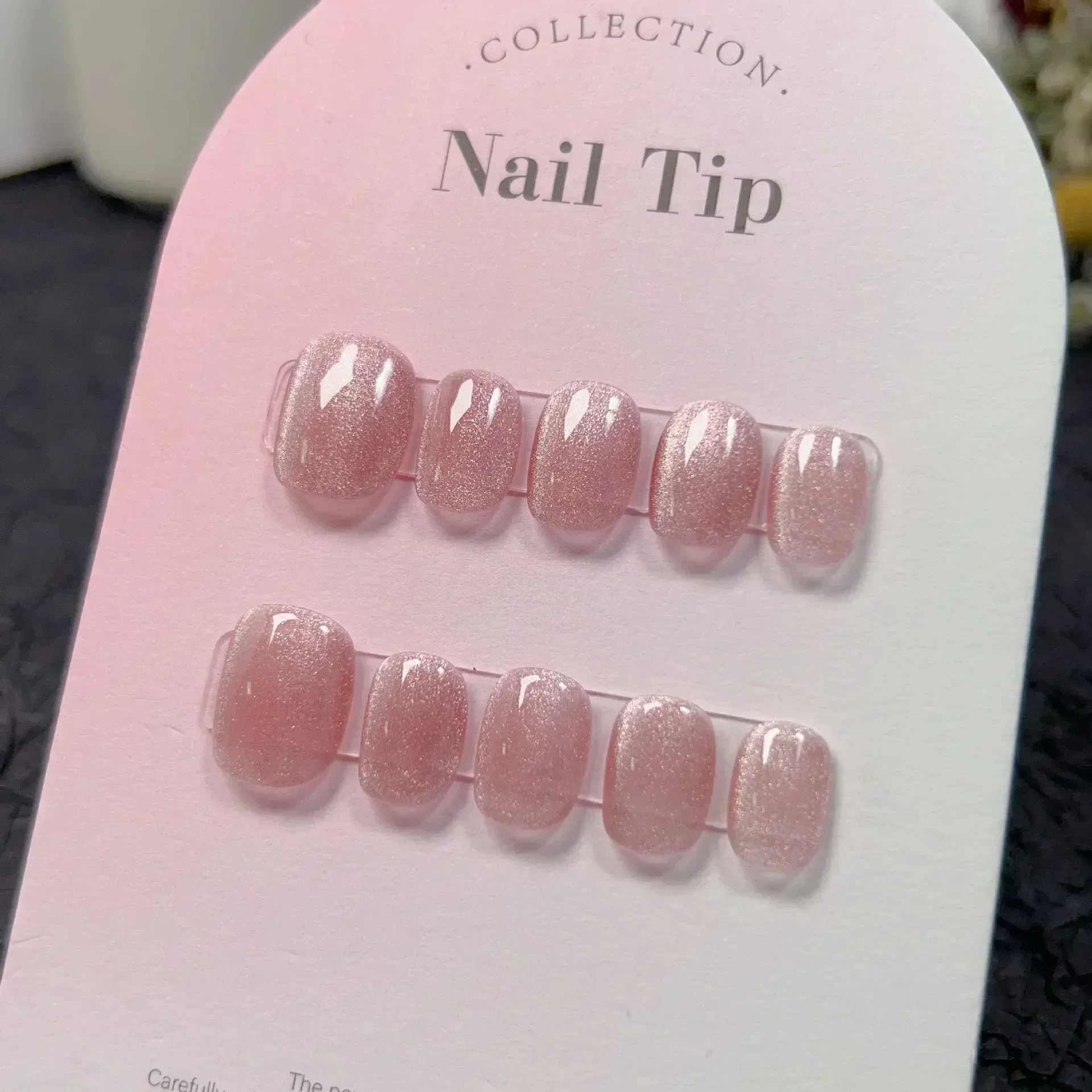10Pcs Short Handmade Light Gre - Nail Art Full Cat Eye recension och pris